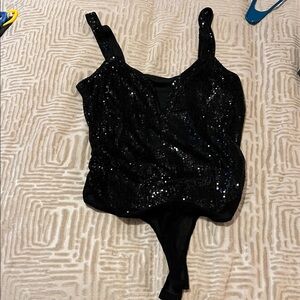 Woman’s Black Sequin Bodysuit size XL #433
